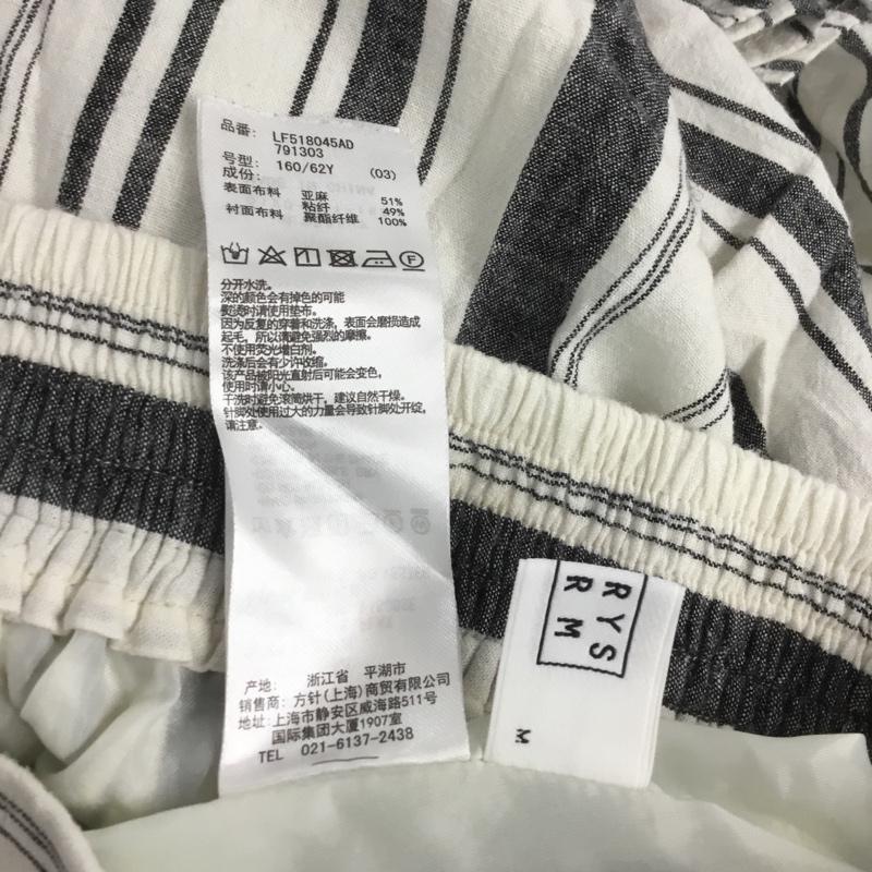 ローリーズファーム LOWRYS FARM ボトムス ボトムス LF518045AD ガウチョパンツ ワイド M ストライプ 白 / ホワイト / X 黒 / ブラック /  レディース USED 古着 中古 10069984