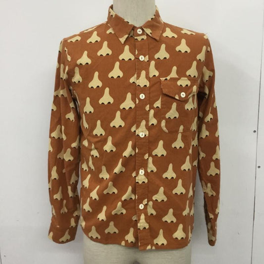 ゴースローキャラバン go slow caravan シャツ、ブラウス 長袖 350259 コットン 鼻柄 1 総柄 茶 / ブラウン / X ベージュ / ベージュ /  メンズ USED 古着 中古 10070333