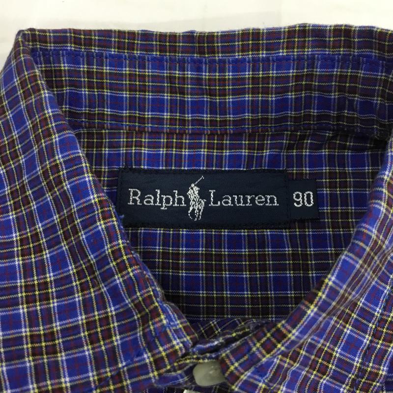 ラルフローレン RALPHLAUREN シャツ、ブラウス 半袖 キッズ 90cm ボタンダウン チェック 90cm ワンポイント 紺 / ネイビー / X 白 / ホワイト / X 黒 / ブラック / X 黄 / イエロー / X 赤 / レッド /  ボーイズ USED 古着 中古 10070513