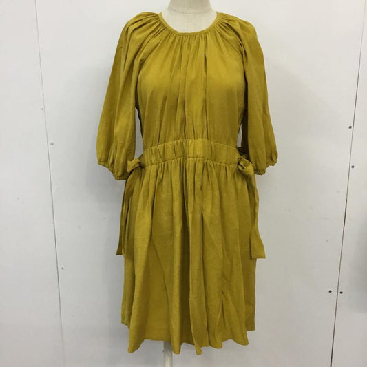 ザラ ZARA ワンピース ミニスカート 7385 114 305 DRESS WITH BOWS S 無地 マスタード / マスタード /  レディース USED 古着 中古 10070913