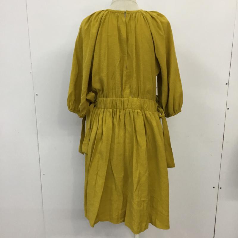 ザラ ZARA ワンピース ミニスカート 7385 114 305 DRESS WITH BOWS S 無地 マスタード / マスタード /  レディース USED 古着 中古 10070913