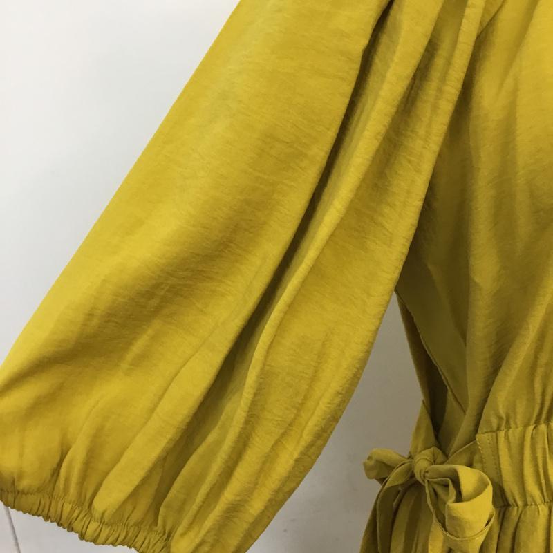 ザラ ZARA ワンピース ミニスカート 7385 114 305 DRESS WITH BOWS S 無地 マスタード / マスタード /  レディース USED 古着 中古 10070913