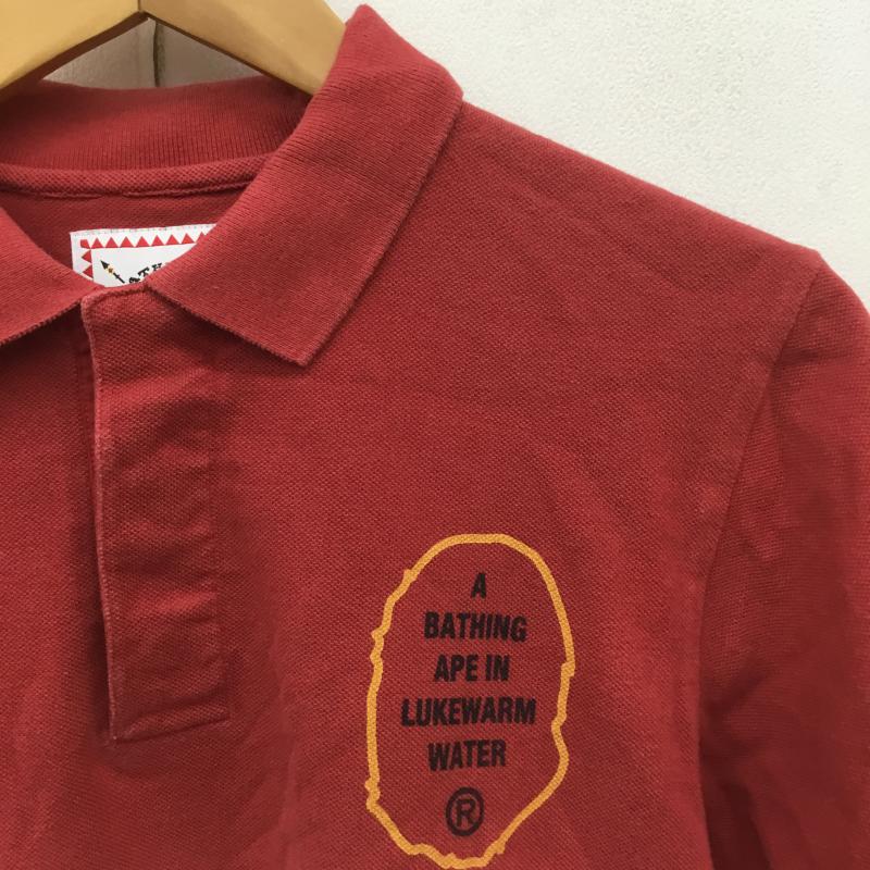 アベイシングエイプ A BATHING APE ポロシャツ 半袖 S  白 / ホワイト / X 赤 / レッド /  メンズ USED 古着 中古 10070927
