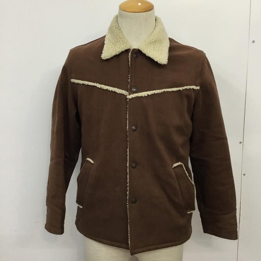 フラットヘッド The Flat Head ジャケット、上着 ジャケット、ブレザー DBR-54 ドビー ランチコート ボア切り替え 36 無地 茶 / ブラウン / X アイボリー / アイボリー /  メンズ USED 古着 中古 10071007