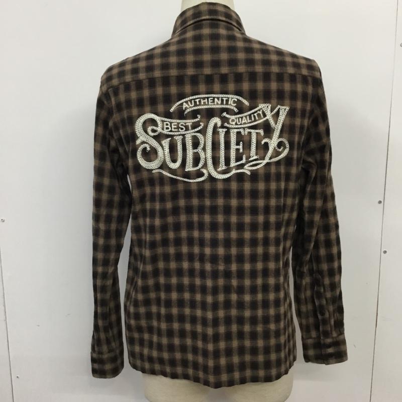 サブサエティ Subciety シャツ、ブラウス 長袖 SBF9143 チェック 胸ポケット M チェック 黒 / ブラック / X 茶 / ブラウン /  メンズ USED 古着 中古 10071064