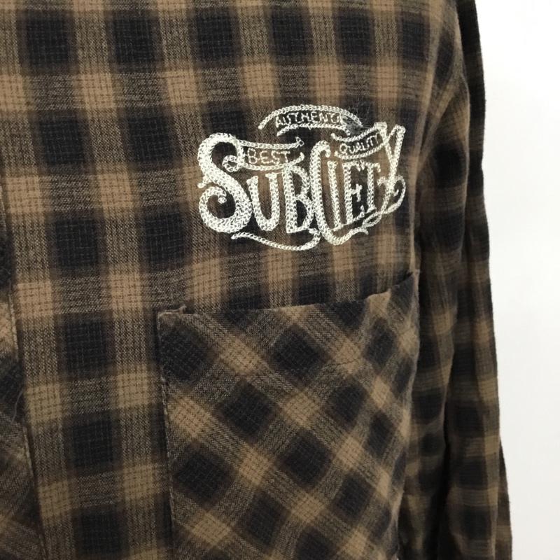 サブサエティ Subciety シャツ、ブラウス 長袖 SBF9143 チェック 胸ポケット M チェック 黒 / ブラック / X 茶 / ブラウン /  メンズ USED 古着 中古 10071064