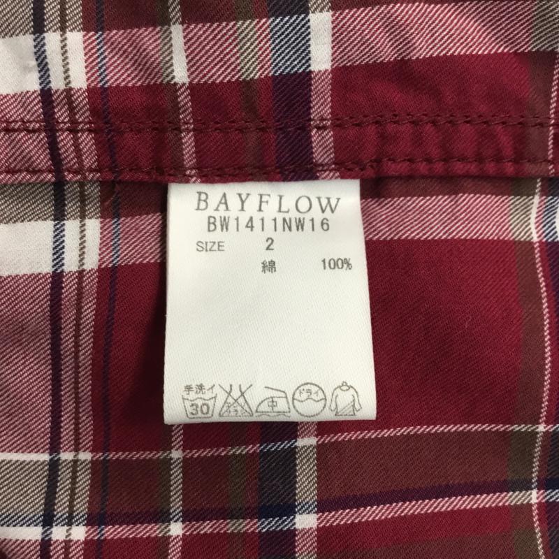 ベイフロー BAYFLOW シャツ、ブラウス 長袖 BW1411NM16 2 チェック えんじ / ワインレッド / X 白 / ホワイト / X 紺 / ネイビー / X ベージュ / ベージュ /  メンズ USED 古着 中古 10071073