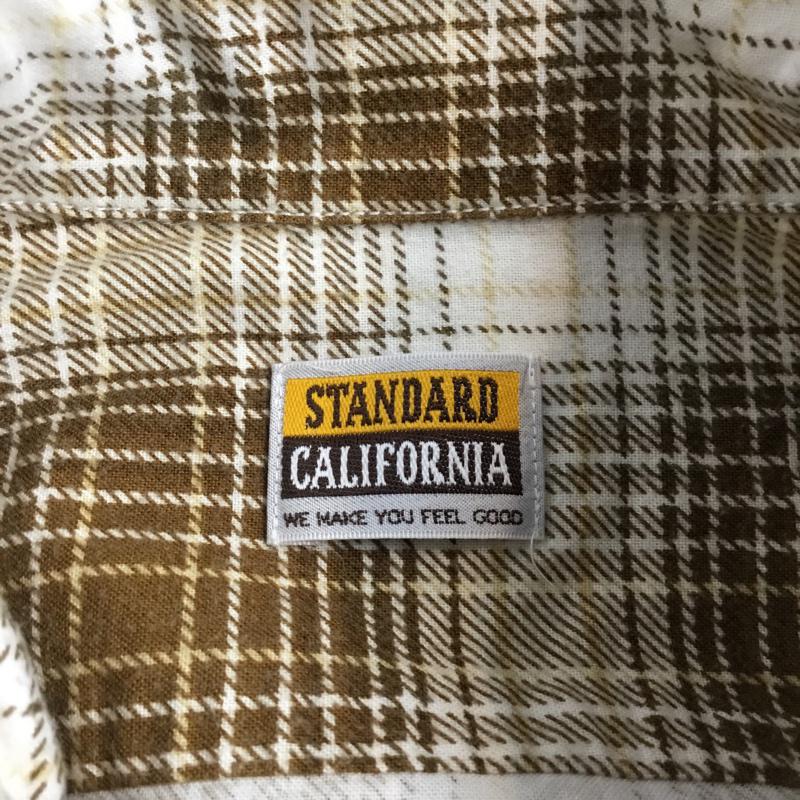 スタンダード カリフォルニア STANDARD CALIFORNIA シャツ、ブラウス 長袖 ワークシャツ チェック S ロゴ、文字 白 / ホワイト / X ベージュ / ベージュ / X 茶 / ブラウン /  メンズ USED 古着 中古 10071074