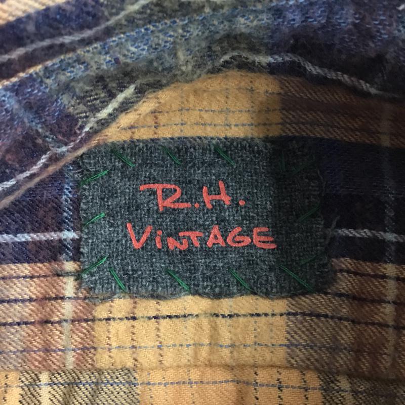 ロンハーマンヴィンテージ R.H. Vintage シャツ、ブラウス 長袖 421070133-1079 XS チェック 橙 / オレンジ / X 紺 / ネイビー /  メンズ USED 古着 中古 10071084