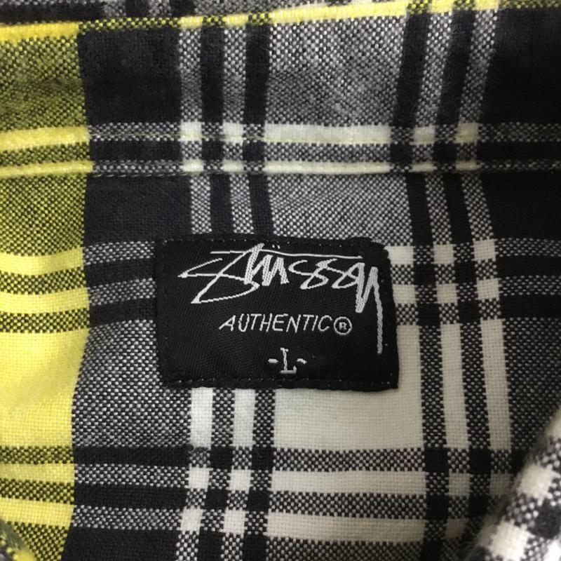 ステューシー STUSSY シャツ、ブラウス 長袖 ダブルポケット L チェック 白 / ホワイト / X 黒 / ブラック / X 黄 / イエロー /  メンズ USED 古着 中古 10071086