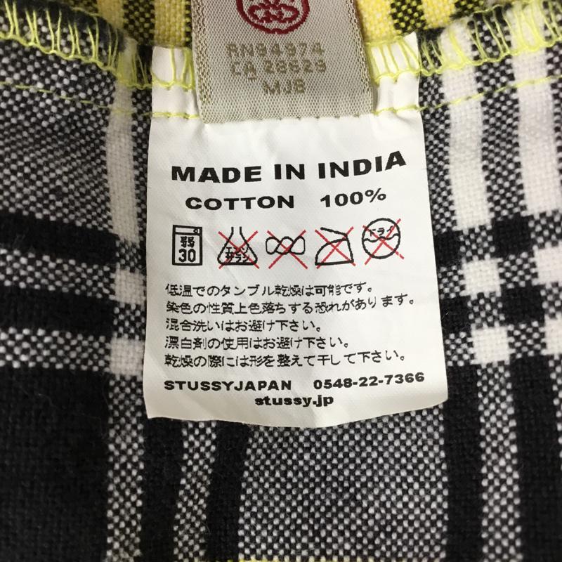 ステューシー STUSSY シャツ、ブラウス 長袖 ダブルポケット L チェック 白 / ホワイト / X 黒 / ブラック / X 黄 / イエロー /  メンズ USED 古着 中古 10071086