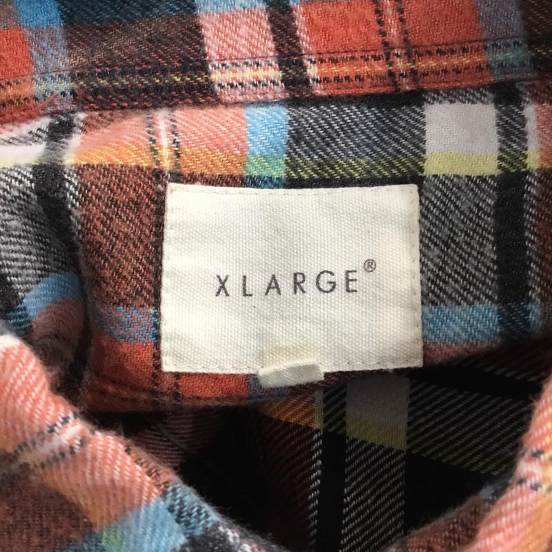 エクストララージ XLARGE シャツ、ブラウス 長袖 0124413 ボタンダウン ロゴ M チェック 白 / ホワイト / X 黒 / ブラック / X 黄 / イエロー / X 橙 / オレンジ / X 水色 / ライトブルー /  メンズ USED 古着 中古 10071093