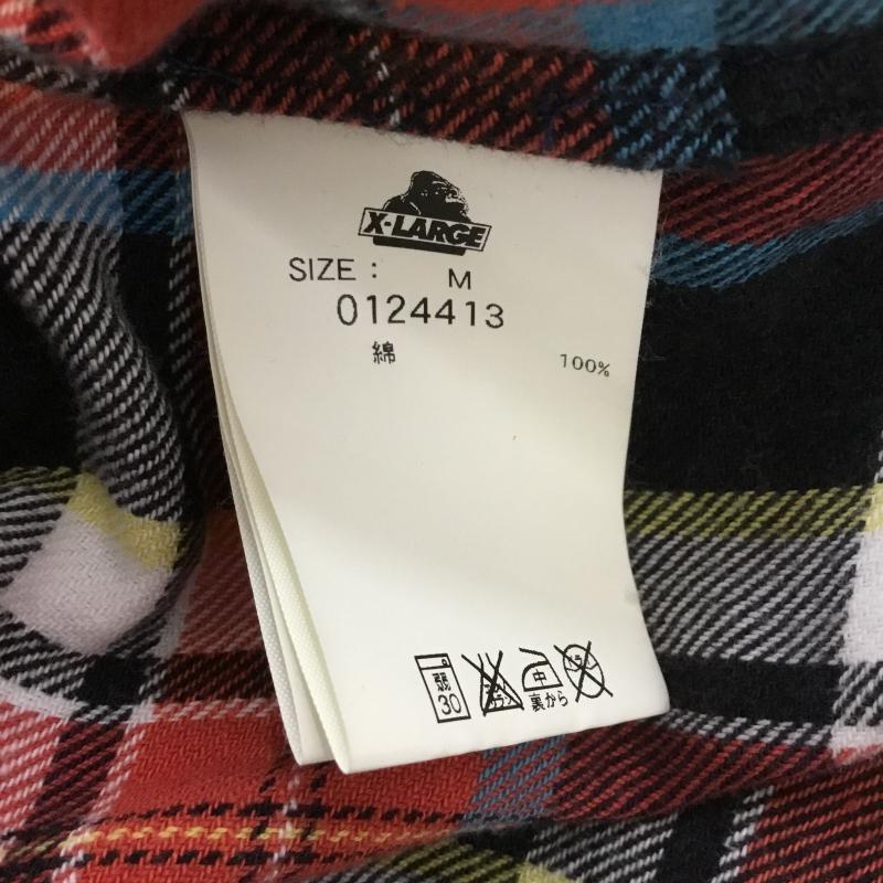 エクストララージ XLARGE シャツ、ブラウス 長袖 0124413 ボタンダウン ロゴ M チェック 白 / ホワイト / X 黒 / ブラック / X 黄 / イエロー / X 橙 / オレンジ / X 水色 / ライトブルー /  メンズ USED 古着 中古 10071093