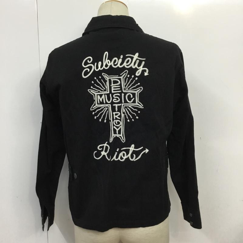 サブサエティ Subciety ジャケット、上着 ジャケット、ブレザー SBF7061 ワークジャケット バックロゴ M 刺繍 黒 / ブラック /  メンズ USED 古着 中古 10071105