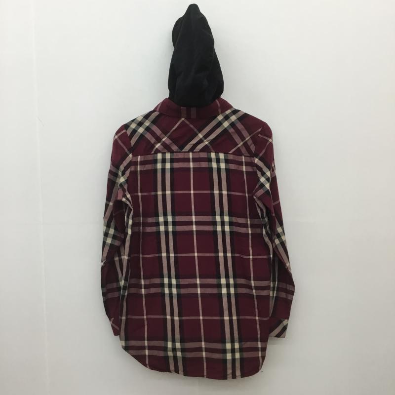 ノーアイディー NO ID. シャツ、ブラウス 長袖 フード付きシャツ 1 チェック えんじ / ワインレッド /  メンズ USED 古着 中古 10071192
