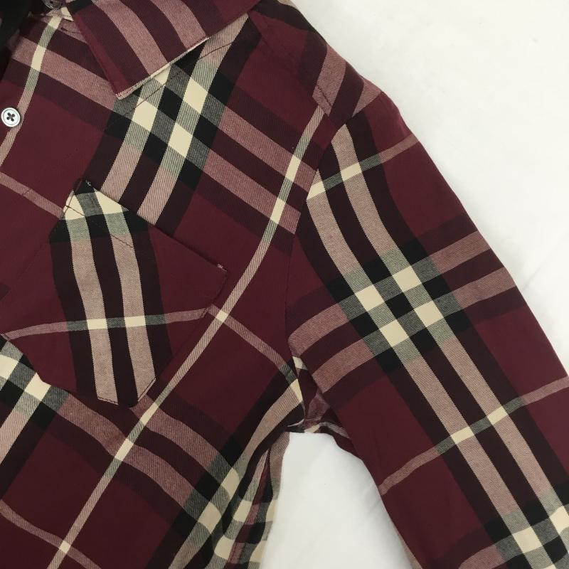 ノーアイディー NO ID. シャツ、ブラウス 長袖 フード付きシャツ 1 チェック えんじ / ワインレッド /  メンズ USED 古着 中古 10071192