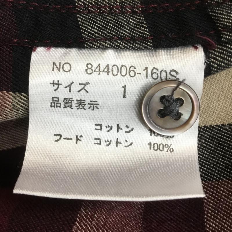 ノーアイディー NO ID. シャツ、ブラウス 長袖 フード付きシャツ 1 チェック えんじ / ワインレッド /  メンズ USED 古着 中古 10071192