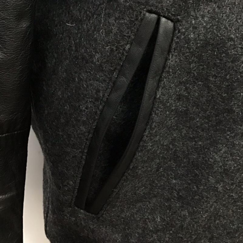 ディーゼル DIESEL ジャケット、上着 ジャンパー、ブルゾン 羊革 レザー ウール S ワンポイント 黒 / ブラック / X ダークグレー / ダークグレー /  メンズ USED 古着 中古 10071223