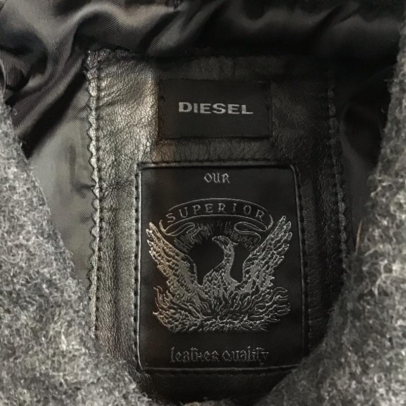 ディーゼル DIESEL ジャケット、上着 ジャンパー、ブルゾン 羊革 レザー ウール S ワンポイント 黒 / ブラック / X ダークグレー / ダークグレー /  メンズ USED 古着 中古 10071223