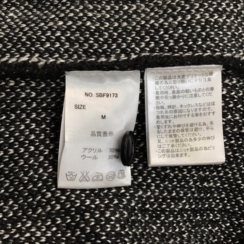 サブサエティ Subciety カーディガン 長袖 SBF9173 Vネック M ロゴ、文字 黒 / ブラック / X 白 / ホワイト /  メンズ USED 古着 中古 10071597
