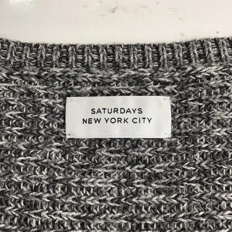 サタデーズ ニューヨークシティ Saturdays NYC ニット、セーター 長袖 BBM-6705-B コットン ウール クルーネック XL 無地 白 / ホワイト / X 灰 / グレー /  メンズ USED 古着 中古 10071605