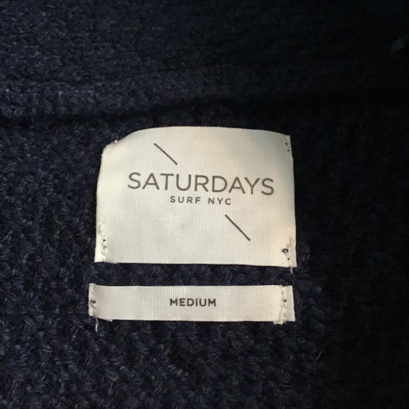 サタデーズサーフニューヨークシティー SATURDAYS SURF NYC ニット、セーター 長袖 BBM-6550-B FREDERICK PULLOVER ショールカラー M 無地 紺 / ネイビー /  メンズ USED 古着 中古 10071607