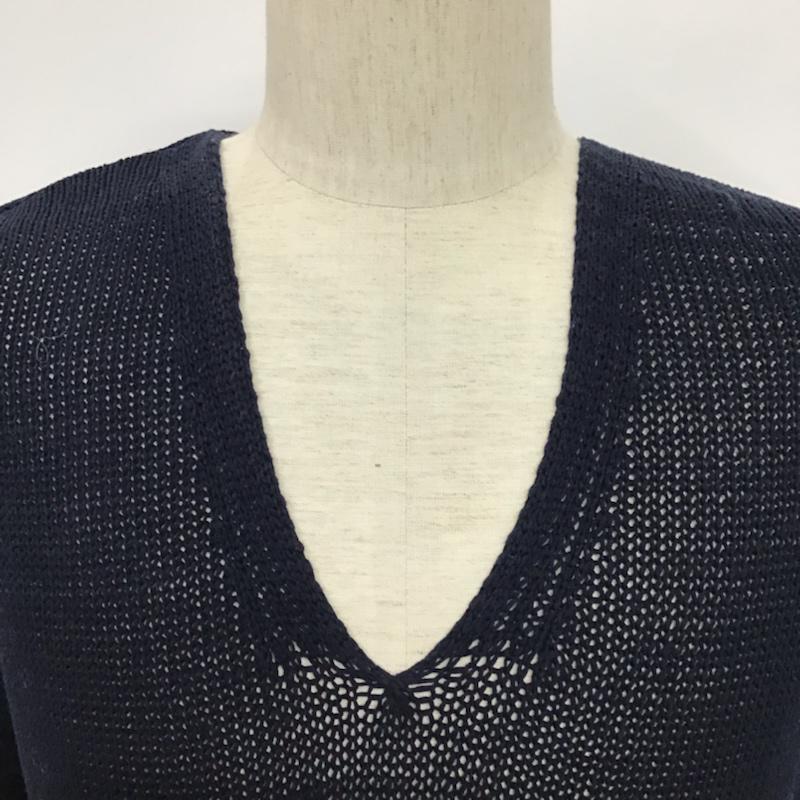 ロンハーマン Ron Herman ニット、セーター 長袖 611080113-1071 Vネック コットン S 無地 紺 / ネイビー /  メンズ USED 古着 中古 10071612