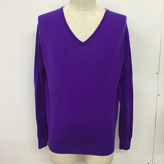 ジョンスメドレー JOHN SMEDLEY ニット、セーター 長袖 ウール Vネック M 無地 紫 / パープル /  メンズ USED 古着 中古 10071614