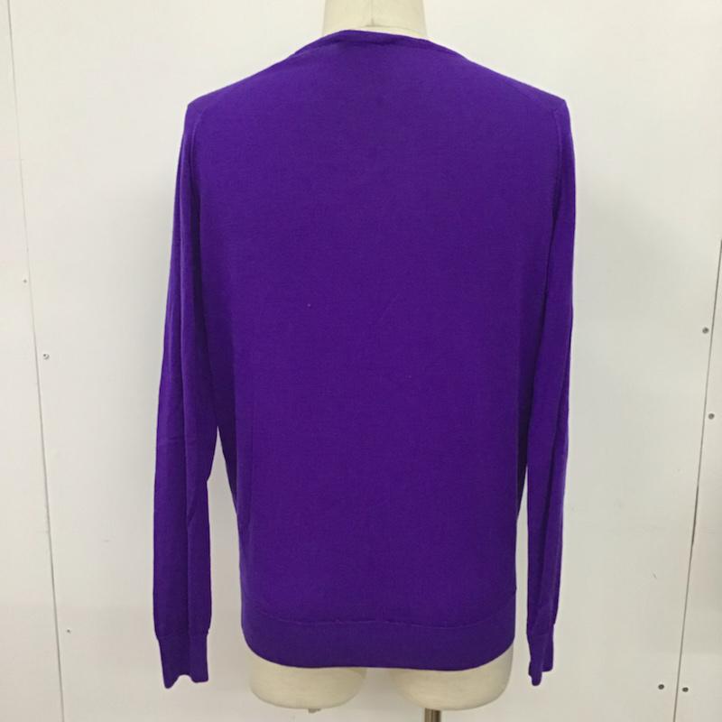 ジョンスメドレー JOHN SMEDLEY ニット、セーター 長袖 ウール Vネック M 無地 紫 / パープル /  メンズ USED 古着 中古 10071614