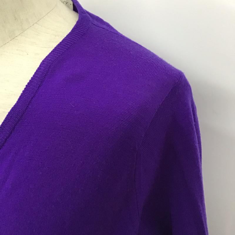 ジョンスメドレー JOHN SMEDLEY ニット、セーター 長袖 ウール Vネック M 無地 紫 / パープル /  メンズ USED 古着 中古 10071614