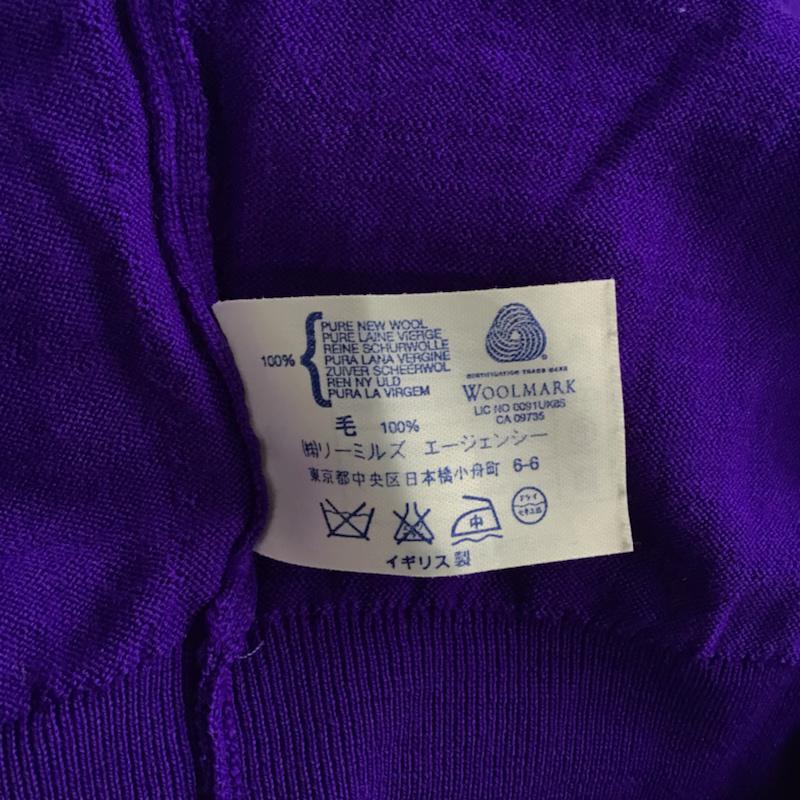 ジョンスメドレー JOHN SMEDLEY ニット、セーター 長袖 ウール Vネック M 無地 紫 / パープル /  メンズ USED 古着 中古 10071614