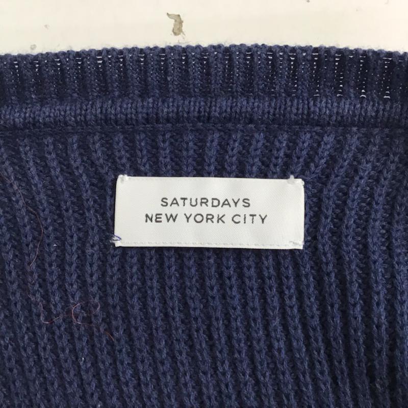 サタデーズ ニューヨークシティ Saturdays NYC ニット、セーター 長袖 BBM-1600-A コットン M  紺 / ネイビー / X 白 / ホワイト /  メンズ USED 古着 中古 10071645