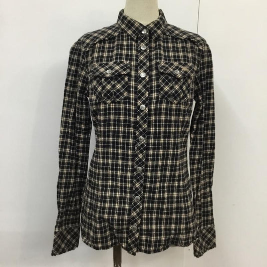 バーバリーブルーレーベル BURBERRY BLUE LABEL シャツ、ブラウス 長袖 E1M50-240-09 フリル コットン 36 チェック 黒 / ブラック / X ベージュ / ベージュ / X 白 / ホワイト /  レディース USED 古着 中古 10071659