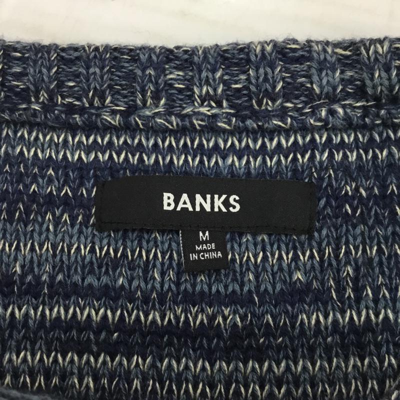 バンクス BANKS ニット、セーター 長袖 コットン ウール M ロゴ、文字 白 / ホワイト / X 青 / ブルー / X 紺 / ネイビー /  メンズ USED 古着 中古 10071779