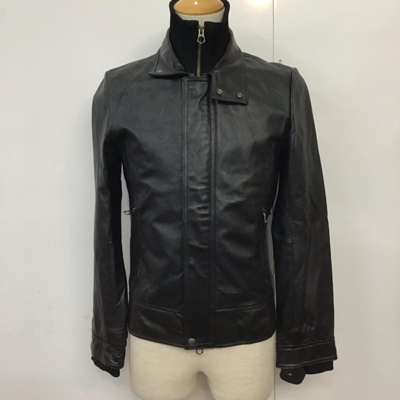 アーバンリサーチ URBAN RESEARCH ジャケット、上着 レザージャケット WMG1701715J ピッグスキン 豚革 38 無地 黒 / ブラック /  メンズ USED 古着 中古 10071886