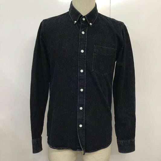 サタデーズサーフニューヨークシティー SATURDAYS SURF NYC シャツ、ブラウス 長袖 13173 ボタンダウン デニム S 無地 黒 / ブラック /  メンズ USED 古着 中古 10071909
