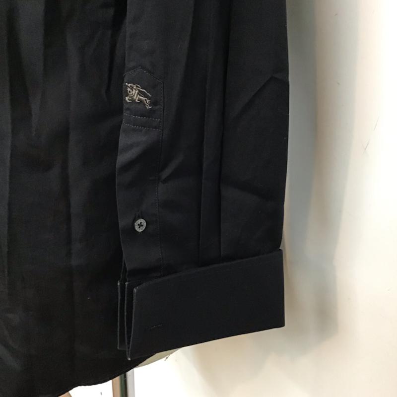 バーバリーブラックレーベル BURBERRY BLACK LABEL シャツ、ブラウス 長袖 BMW00-999 プリーツ 2 無地 黒 / ブラック /  メンズ USED 古着 中古 10071917
