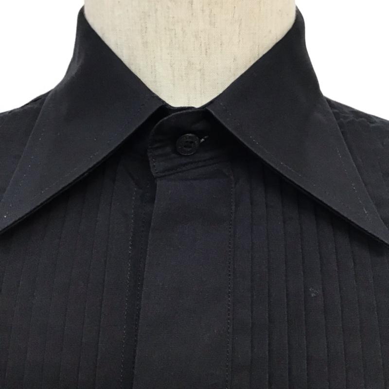 バーバリーブラックレーベル BURBERRY BLACK LABEL シャツ、ブラウス 長袖 BMW00-999 プリーツ 2 無地 黒 / ブラック /  メンズ USED 古着 中古 10071917