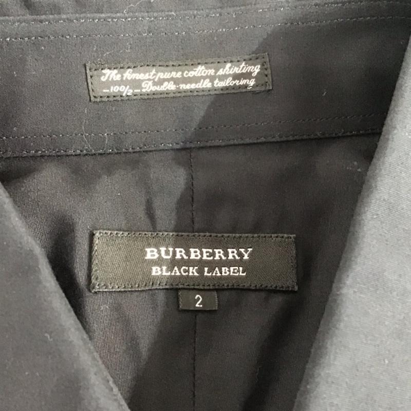 バーバリーブラックレーベル BURBERRY BLACK LABEL シャツ、ブラウス 長袖 BMW00-999 プリーツ 2 無地 黒 / ブラック /  メンズ USED 古着 中古 10071917