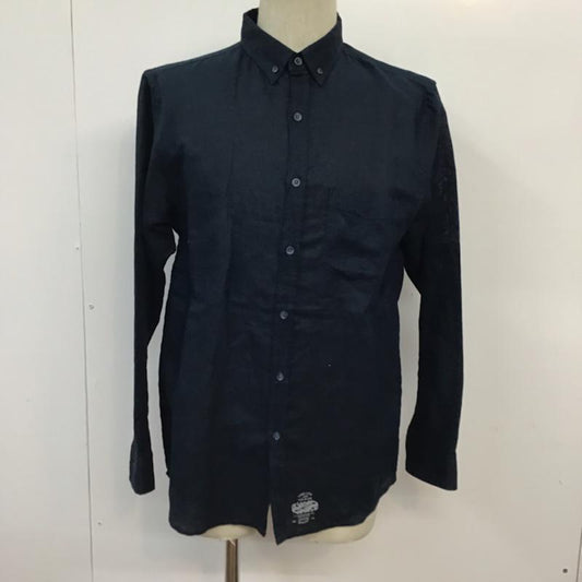 クライミー CRIMIE シャツ、ブラウス 長袖 ボタンダウン L 無地 紺 / ネイビー /  メンズ USED 古着 中古 10071921