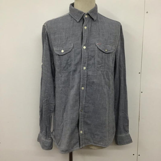 古着 USED シャツ、ブラウス 長袖 ワークシャツ 袖ロールアップ ガーゼ M 無地 灰 / グレー /  メンズ USED 古着 中古 10072086