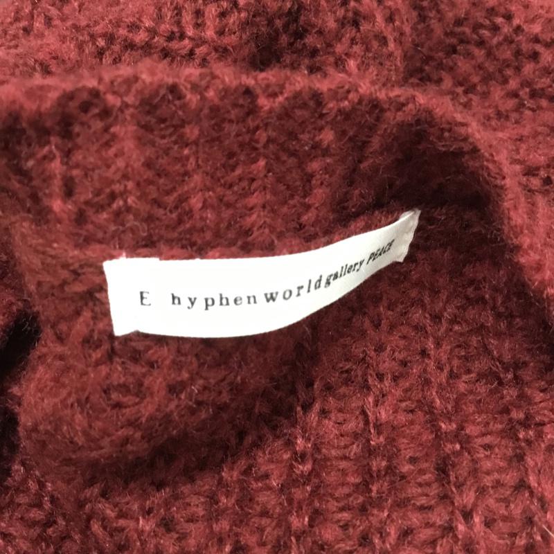 イーハイフンワールドギャラリーピー E hyphen world gallery PEACE ワンピース ひざ丈スカート 20167HE2040 袖ケーブルニットワンピース FREE 無地 えんじ / ワインレッド /  レディース USED 古着 中古 10072140