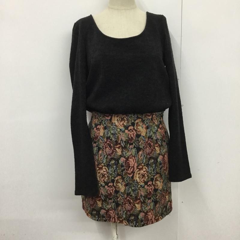 リエンダ rienda ワンピース ひざ丈スカート 1105A783-0960 ゴブラン M 花柄 黒 / ブラック /  レディース USED 古着 中古 10072145