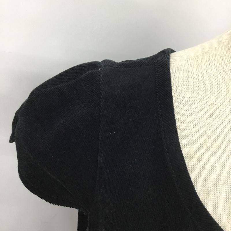 バーバリーブルーレーベル BURBERRY BLUE LABEL ワンピース ひざ丈スカート FMF32-675-09 コーデュロイ 半袖 ティアード 36 無地 黒 / ブラック /  レディース USED 古着 中古 10072148