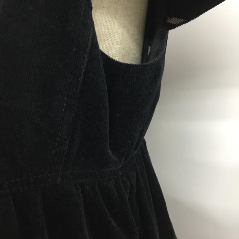 バーバリーブルーレーベル BURBERRY BLUE LABEL ワンピース ひざ丈スカート FMF32-675-09 コーデュロイ 半袖 ティアード 36 無地 黒 / ブラック /  レディース USED 古着 中古 10072148