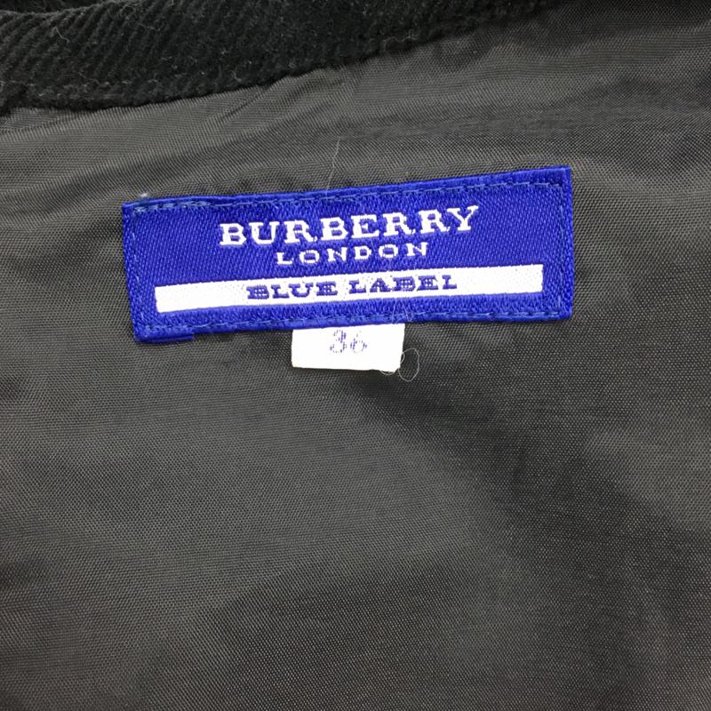 バーバリーブルーレーベル BURBERRY BLUE LABEL ワンピース ひざ丈スカート FMF32-675-09 コーデュロイ 半袖 ティアード 36 無地 黒 / ブラック /  レディース USED 古着 中古 10072148
