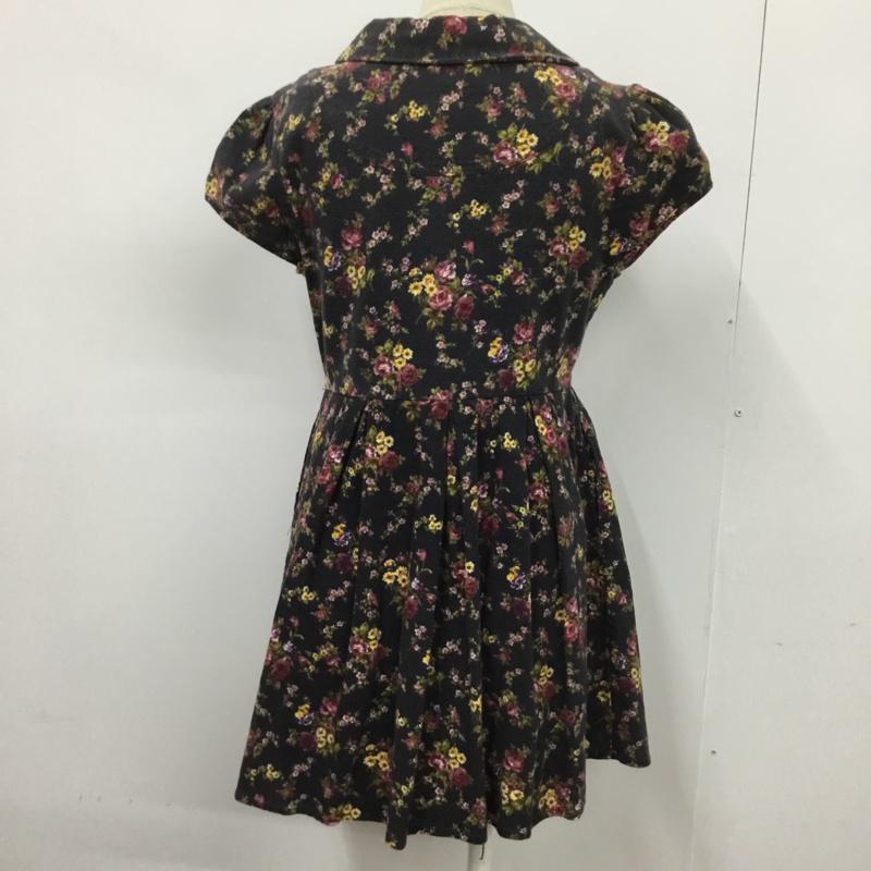 ダズリン dazzlin ワンピース ミニスカート 半袖 前開き M 花柄 黒 / ブラック /  レディース USED 古着 中古 10072150