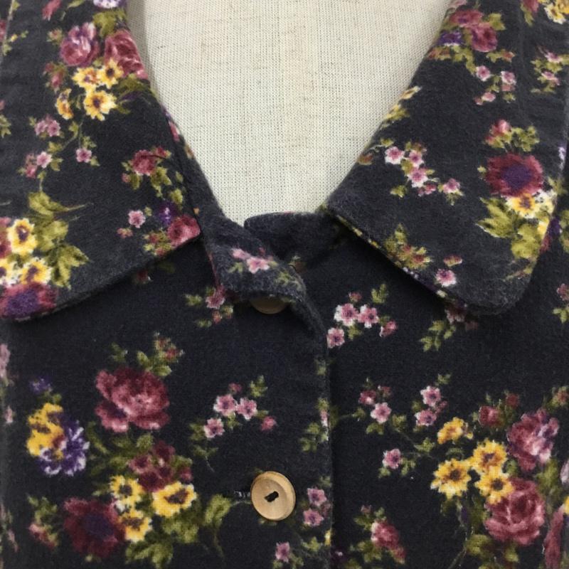 ダズリン dazzlin ワンピース ミニスカート 半袖 前開き M 花柄 黒 / ブラック /  レディース USED 古着 中古 10072150