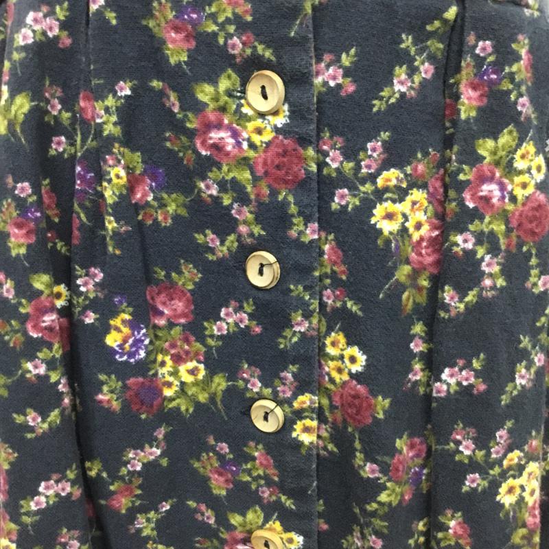 ダズリン dazzlin ワンピース ミニスカート 半袖 前開き M 花柄 黒 / ブラック /  レディース USED 古着 中古 10072150
