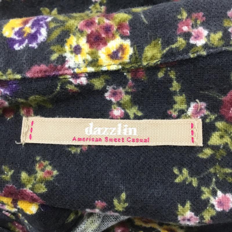 ダズリン dazzlin ワンピース ミニスカート 半袖 前開き M 花柄 黒 / ブラック /  レディース USED 古着 中古 10072150
